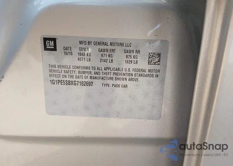 2016 Chevrolet Cruze Limited 1Lt Auto z USA, uszkodzony, nr VIN 1G1PE5SBXG7182697